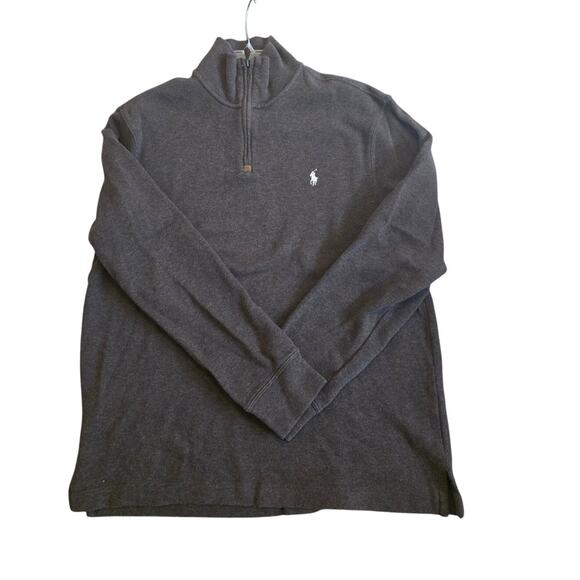 POLO Ralph Lauren Men's Brown 1/4 Zip Pullover Sweater size Large Cotton GUC - Picture 1 of 6